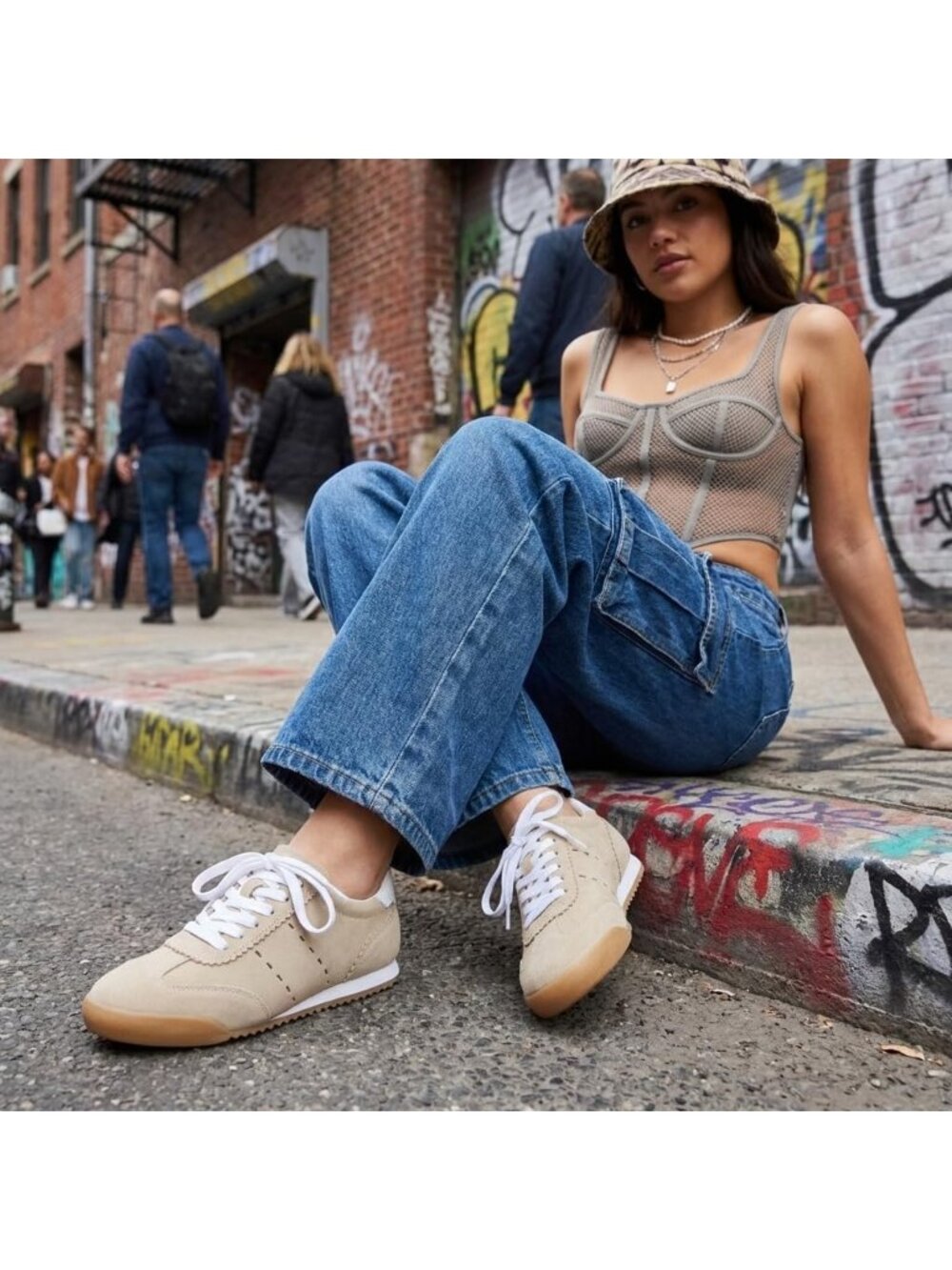 Women's Biscuit Genuine Leather Suede Sneakers Lightweight Everyday Casual - Picture 2 of 6